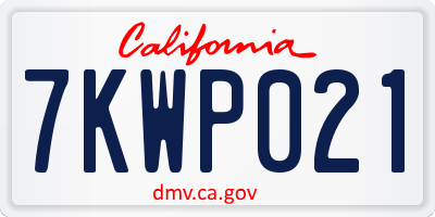 CA license plate 7KWP021