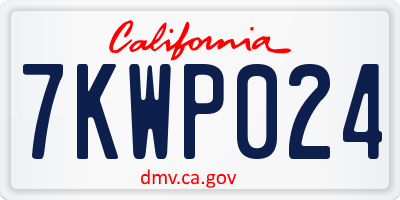 CA license plate 7KWP024