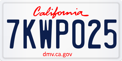 CA license plate 7KWP025
