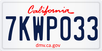 CA license plate 7KWP033