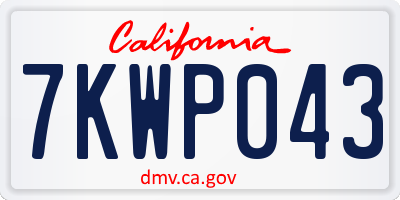 CA license plate 7KWP043