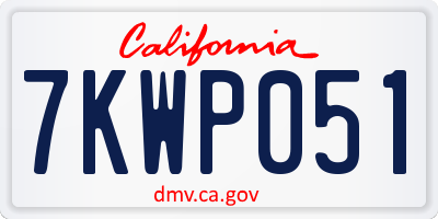 CA license plate 7KWP051