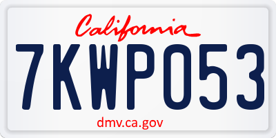 CA license plate 7KWP053