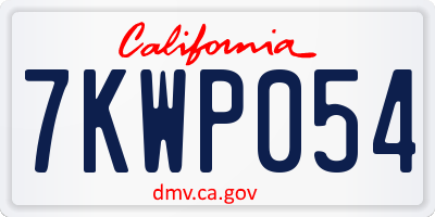 CA license plate 7KWP054