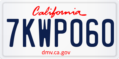 CA license plate 7KWP060