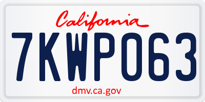 CA license plate 7KWP063