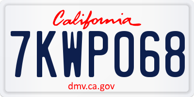 CA license plate 7KWP068