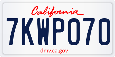 CA license plate 7KWP070