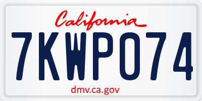 CA license plate 7KWP074