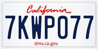 CA license plate 7KWP077