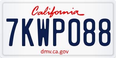 CA license plate 7KWP088