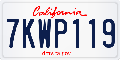 CA license plate 7KWP119