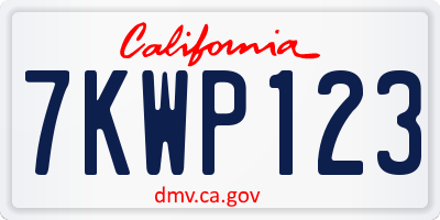 CA license plate 7KWP123