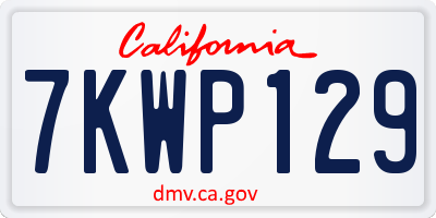 CA license plate 7KWP129