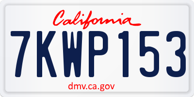 CA license plate 7KWP153