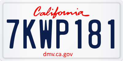 CA license plate 7KWP181