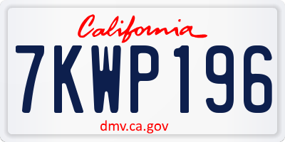 CA license plate 7KWP196