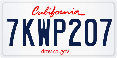 CA license plate 7KWP207