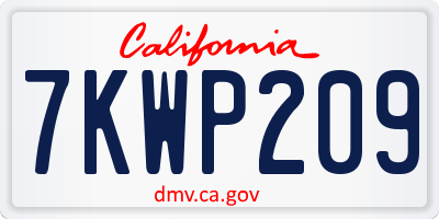 CA license plate 7KWP209