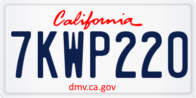 CA license plate 7KWP220