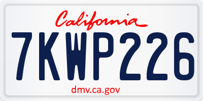 CA license plate 7KWP226