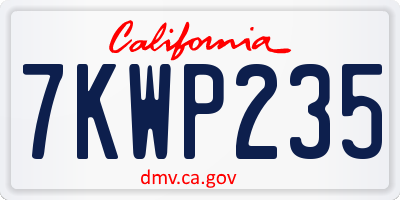 CA license plate 7KWP235