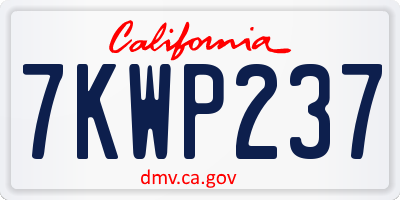 CA license plate 7KWP237