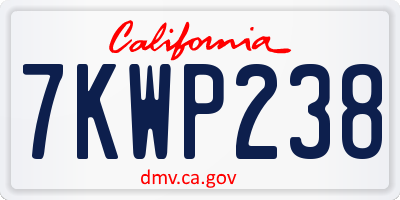 CA license plate 7KWP238
