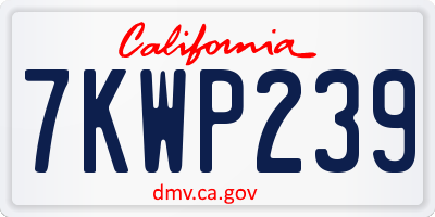 CA license plate 7KWP239