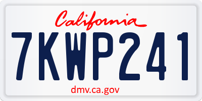 CA license plate 7KWP241
