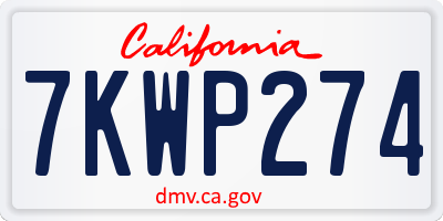 CA license plate 7KWP274
