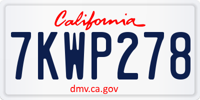 CA license plate 7KWP278