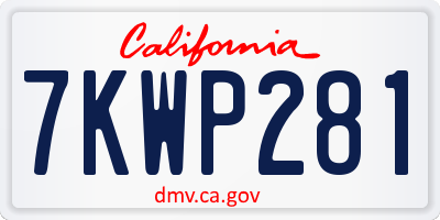 CA license plate 7KWP281