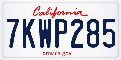 CA license plate 7KWP285