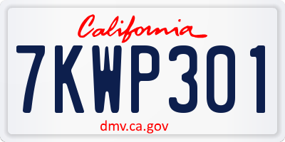 CA license plate 7KWP301