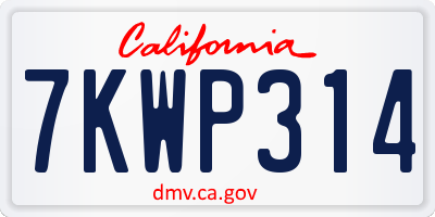 CA license plate 7KWP314