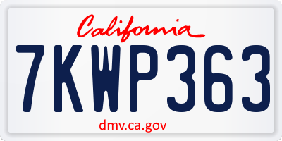 CA license plate 7KWP363