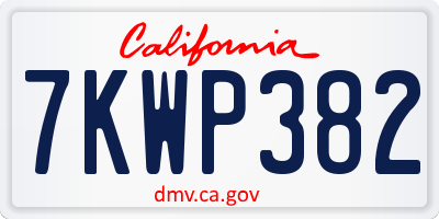CA license plate 7KWP382