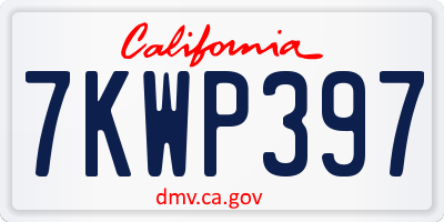 CA license plate 7KWP397