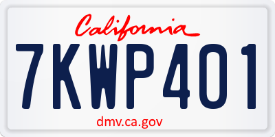 CA license plate 7KWP401