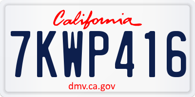 CA license plate 7KWP416