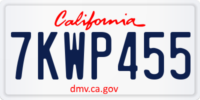 CA license plate 7KWP455