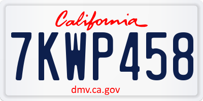 CA license plate 7KWP458