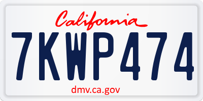 CA license plate 7KWP474