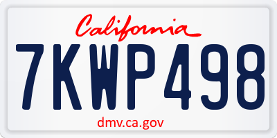 CA license plate 7KWP498