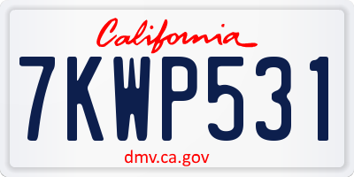 CA license plate 7KWP531