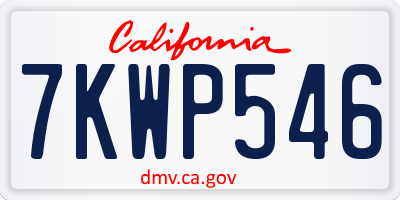 CA license plate 7KWP546
