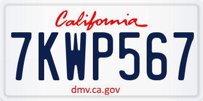 CA license plate 7KWP567