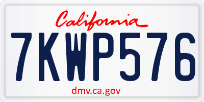 CA license plate 7KWP576