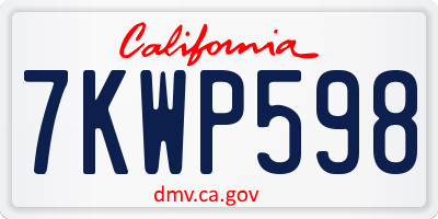 CA license plate 7KWP598